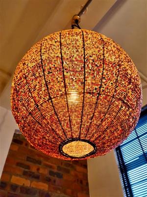 Very Large / Heavy 600mm Diameter Glass Bead Ceiling Light Fitting - Handmade on chain 