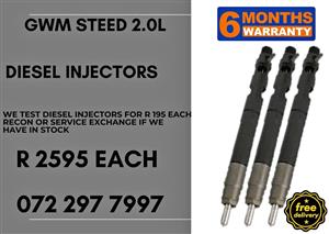 GWM Steed 2.0L Diesel Injectors for sale on service exchange or to recon