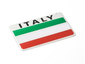 Italian Brushed Silver Flag sticker badge 8x5cm