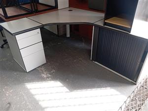 Grey corner office desk