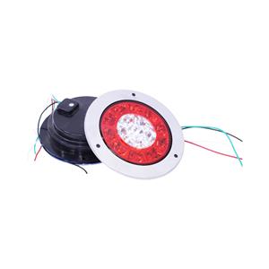 Universal Round Tail Light with Chrome Surround - 16 SMD Red & White - 14cm Diameter