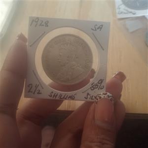 1928 SA 2/1 shilling Silver coin. 