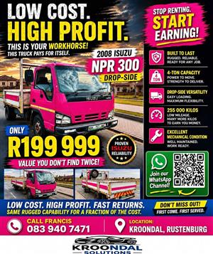 2008 Isuzu NPR 300 drop side 4 ton truck