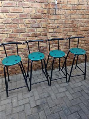 4 X sturdy metal-and-plastic bar chairs for sale