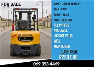 2018 LiuGong 3 Ton Diesel Forklift – Isuzu Engine – Only 383 Hours – Ready for Immediate work