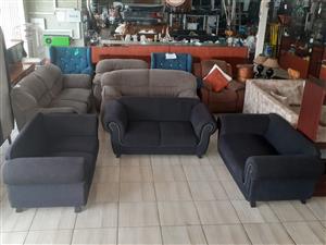 Black Couches 6 Seater Fabric (S112526A)
