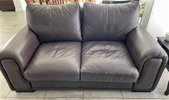 Chocolate Brown Leather 2 seater couch 