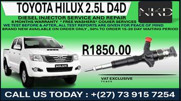 Toyota Hilux 2.5L Diesel Injectors 