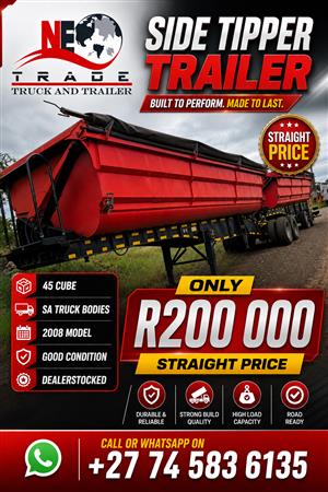 SIDE TIPPER TRAILER ON CLEARANCE SPECIAL 