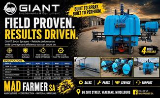 New Giant mounted boom sprayers available