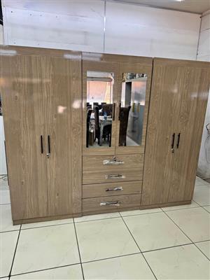  Brand New 6 Door Wooden Wardrobe with Mirror – ON SPECIAL 