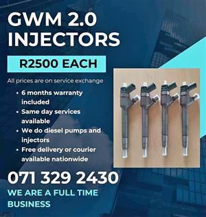 GWM 2.0 INJECTORS FOR SALE WITH WARRANTY INCLUDED
