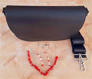  For Sale: Stylish The Box Fashion Black Crossbody Bag With Matching Jewelry Set