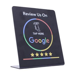 Google Review NFC Table Top Display Tap & Review Stand ( Black Edition)14X12cm