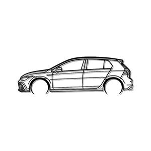 Steel Silhouette Wall Art - VW Golf Mk8 1700X600X2MM