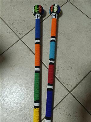 2 beaded Zulu Sticks