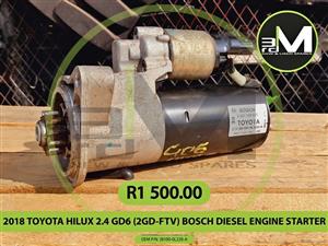 2018 TOYOTA HILUX 2.4 GD6 (2GD-FTV) BOSCH DIESEL ENGINE STARTER