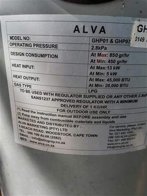 Patio heater that needs a new home silver in colour 