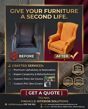 Certified comfort. Upholstery, box covers & design by Pinnacle.
