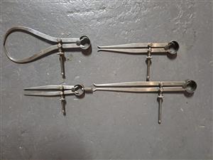 Inside (40mm)/Outside Calipers (60mm/40mm) and Scribing Caliper (30mm) For Sale