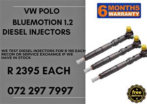 VW Polo BlueMotion Diesel Injectors for sale on service exchange or to recon