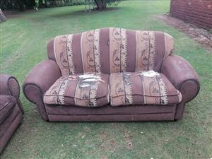 3 seater couch and 2 seater couch for sale just needs attention on one cushion 