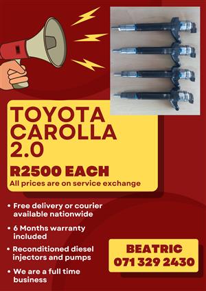 TOYOTA CAROLLA 2.0 INJECTORS FOR SALE WITH WARRANTY 