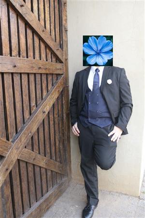 Black suite and Navy Blue Waistcoat size 58/42