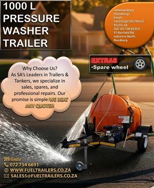 1000L Plastic pressure washer mobile tank trailer 