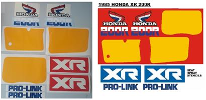 1985 XR 200R stickers decals stencils kit