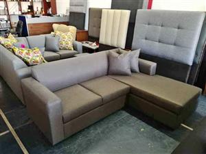 L-shaped interchangeable daybed couch grey