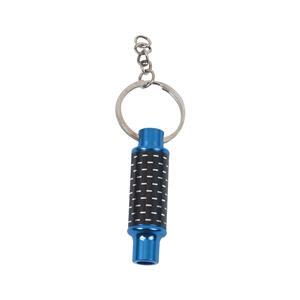 Novelty Keyring with Carbon Fibre Blue Exhaust Muffler Design