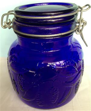 Blue glass 'Pickle Jar' 