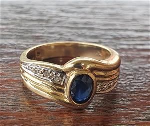 9ct blue sapphire engagement ring