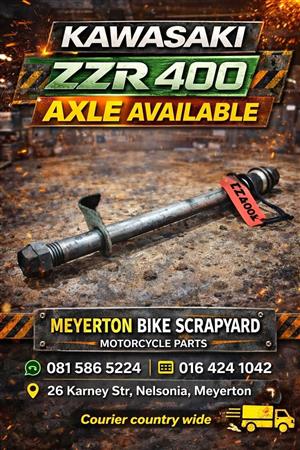 Kawasaki ZZR 400 axle. Meyerton bike scrapyard new & secondhand spares. Andre