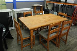 7 PIECE PINE PINE BROWN DINNING ROOM SUIT