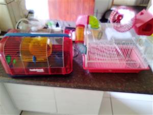 2 x used hamster cages with slot of accessories