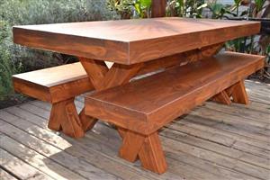8 seater tables and benches