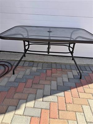 Patio alliminium glass top table