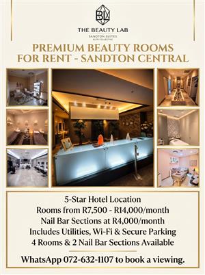 Luxury Beauty Suites & Nail Bar Sections for Rent – Sandton Central