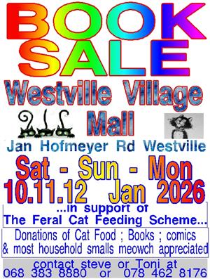 Fantabulous BOOK SALE Westville village 10.11.12 Jan Sat.Sun .Mon