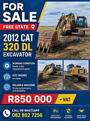 FOR SALE – 2012 CAT 320 DL EXCAVATOR