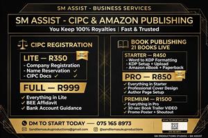 SM ASSIST - CIPC Company Registration R350 & Amazon Book Publishing 21 Books Liv