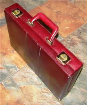 Vintage Burgundy Slim Attache Briefcase