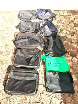 Computers, printers, bags, office desks, chairs, storage racks & bins