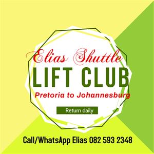 Lift Club Pretoria to Johannesburg return daily 
