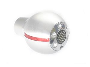 N-Tek Brushed Silver with Red & Crystal Studs Universal Gearknob
