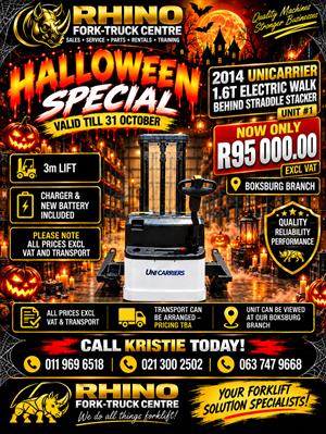 Straddle Stacker 1 Uni Carrier 1.6T Electric Walk Behind 