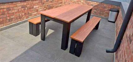 Indoors and outdoors tables and benches