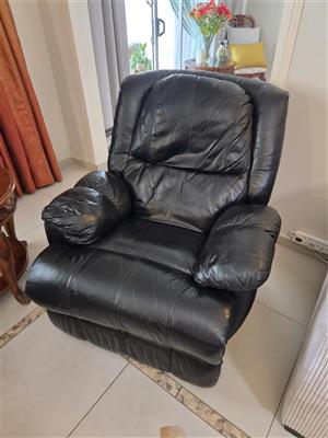 Black leather recliner chair
